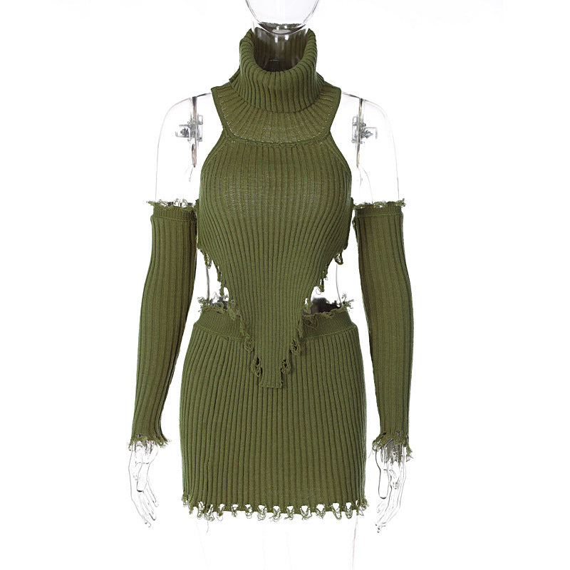 Raw Knit Two Piece in Green